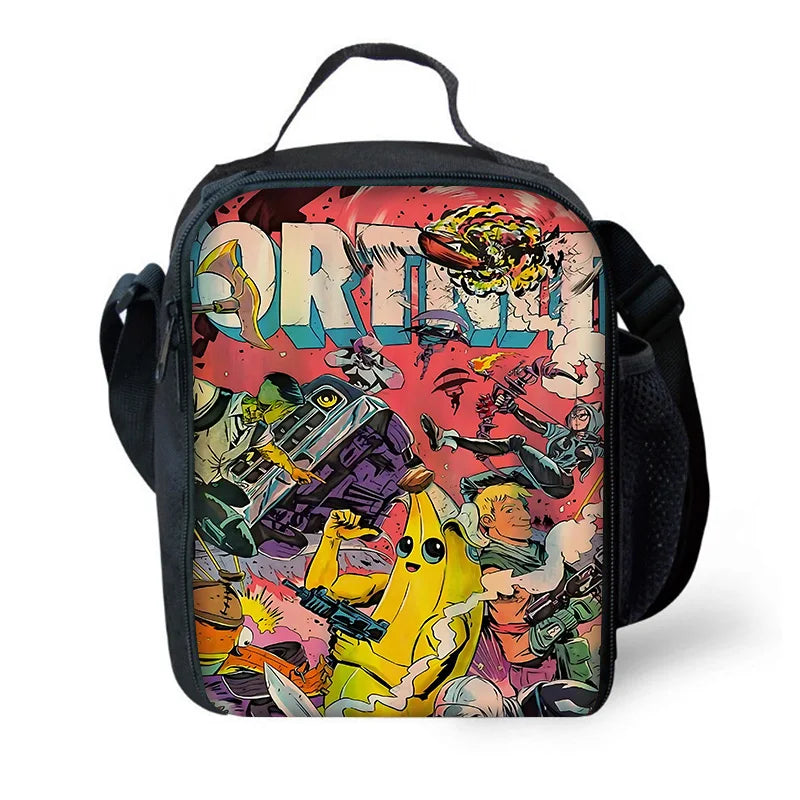 Hot Game Fortnite Child Insulated Large Capacity Bag for Boy and Girl Student Outdoor Picnic Reusable Thermal Cooler Lunch Box