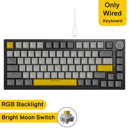 AK820 Wired Full-Key Hot-Swap Keyboard Removable USB Port White/Ice Blue Backlight Premium Sense Colorway