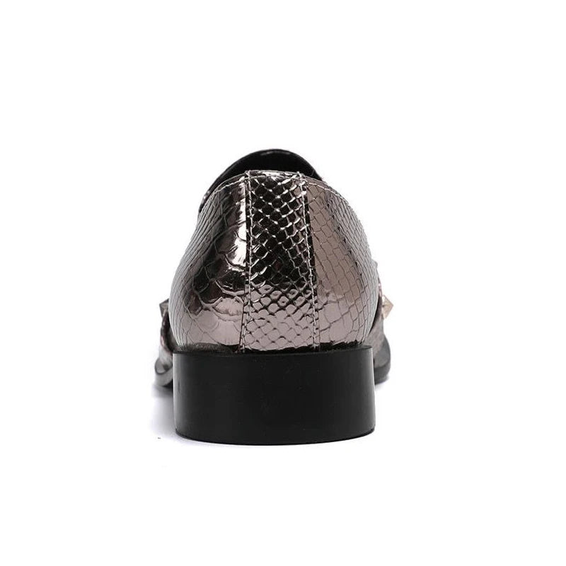 Men's Luxury White Gold Metal Toe Oxford Elegant Loafers Slip-On Dress Shoes Formal Wedding Party PU Leather Shoes Size 38-46