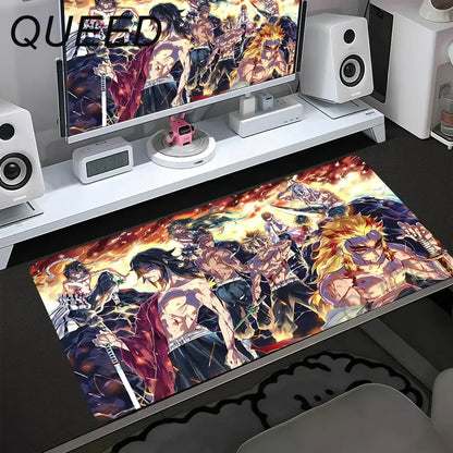 Computer Table Mat Keyboard Desk Pads Anime Mouse Pad Kawaii Girl Mousepad 900x400mm Rubber Non-slip Mouse Mats Demon Slayers XL