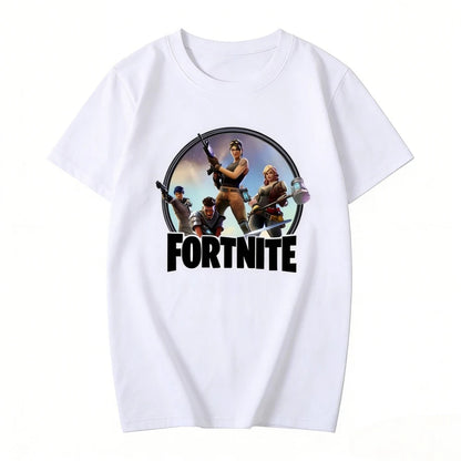 Fortnite Theme Cartoon Printed T-Shirt Summer Child White Cotton T-Shirt Cartoon Hot Game Fortnite Short Sleeve