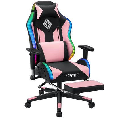 250Lbs LED Gaming Chair for Kids 8-15 Years, Adjustable Ergonomic Gamer Chair with RGB Lighting, Footrest & Lumbar Support