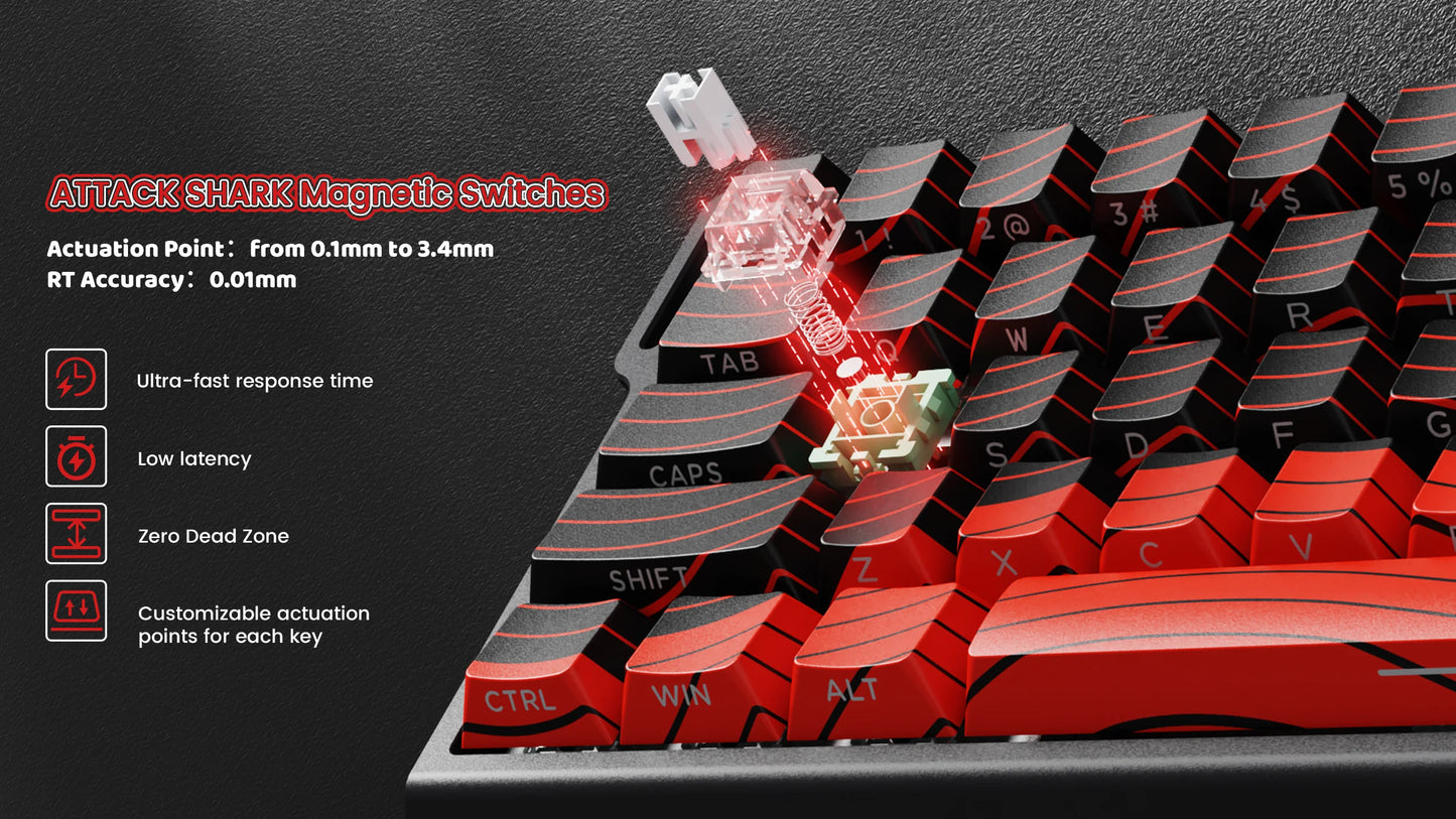 ATTACK SHARK x MAMBASNAKE X60 HE 8K Rapid Trigger Keyboard Magnetic Switch, Tri-Mode Connection, 0.01mm Rapid Trigger Accuracy