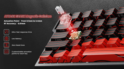 ATTACK SHARK x MAMBASNAKE X60 HE 8K Rapid Trigger Keyboard Magnetic Switch, Tri-Mode Connection, 0.01mm Rapid Trigger Accuracy