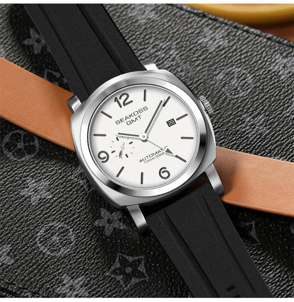 SEAKOSS GMT Men‘s Diving Automatic Mechanical Watches Seagull ST2557 Movement 316L Super Luminous Calendar 10Bar Reloj Homber