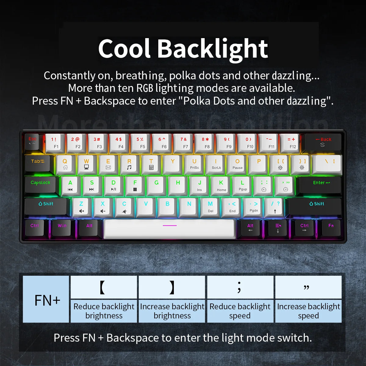 Mechanical keyboard gamer 60% mini 6 1keys backlit pc switches keyboards portable wired cute laptop  key board teclado mecanico