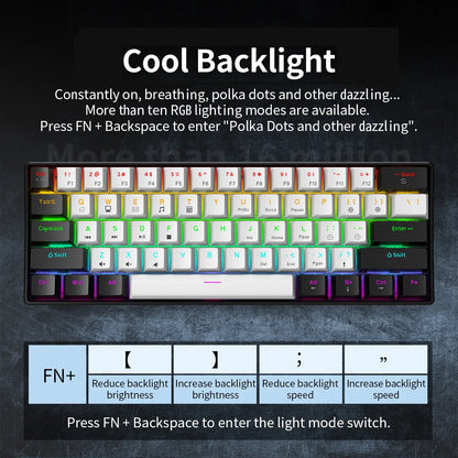 Mechanical keyboard gamer 60% mini 6 1keys backlit pc switches keyboards portable wired cute laptop  key board teclado mecanico
