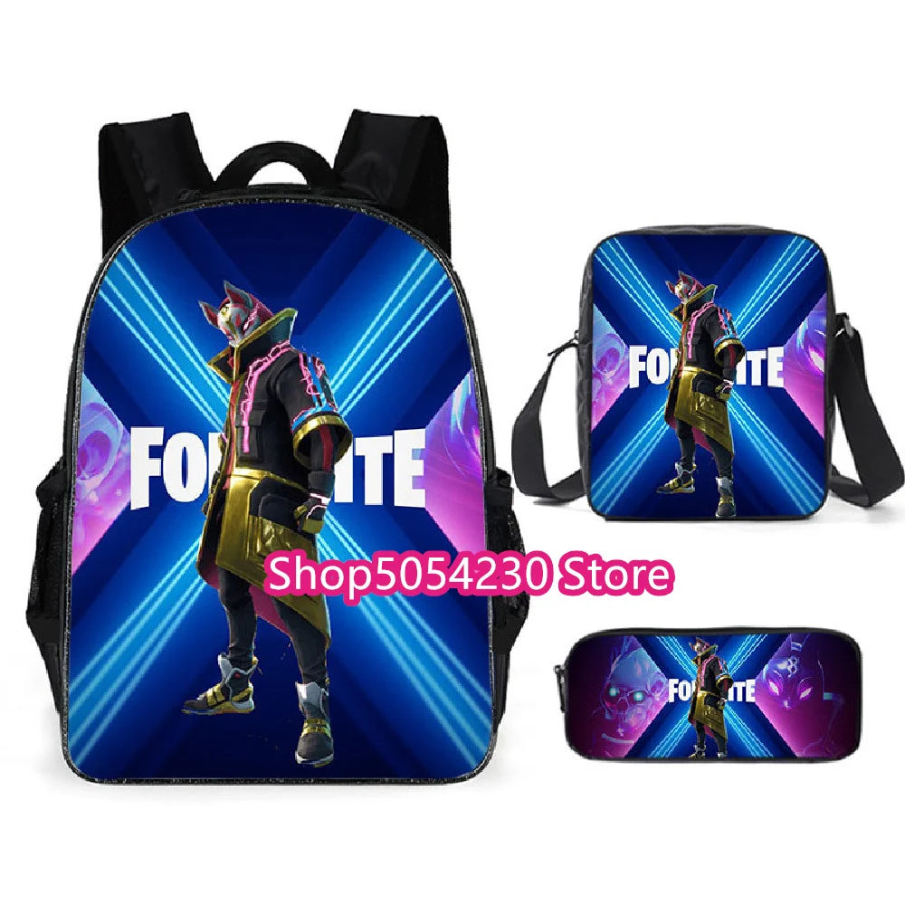 Fortnite 3PCS Backpack for Boys Victory Game 16 Inch Water Resistant Preschool Knapsack Cool Elementary School Backpacks