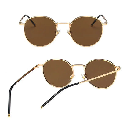 Fashion Women Men Sunglases Round Sun Glasses Women's Metal Frame Eyewear Men Fishing Glasses Hip Hop Metal Frame UV400 Shades