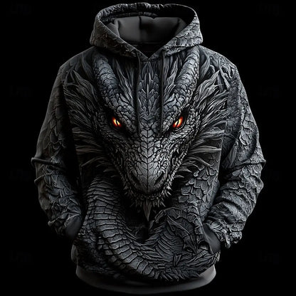Men's Dragon Graphic 3D Hoodies Sweatshirts Cool Daily Long Sleeve Crew Neck Party Holiday Streetwear Fall Winter Tracksuit Coat