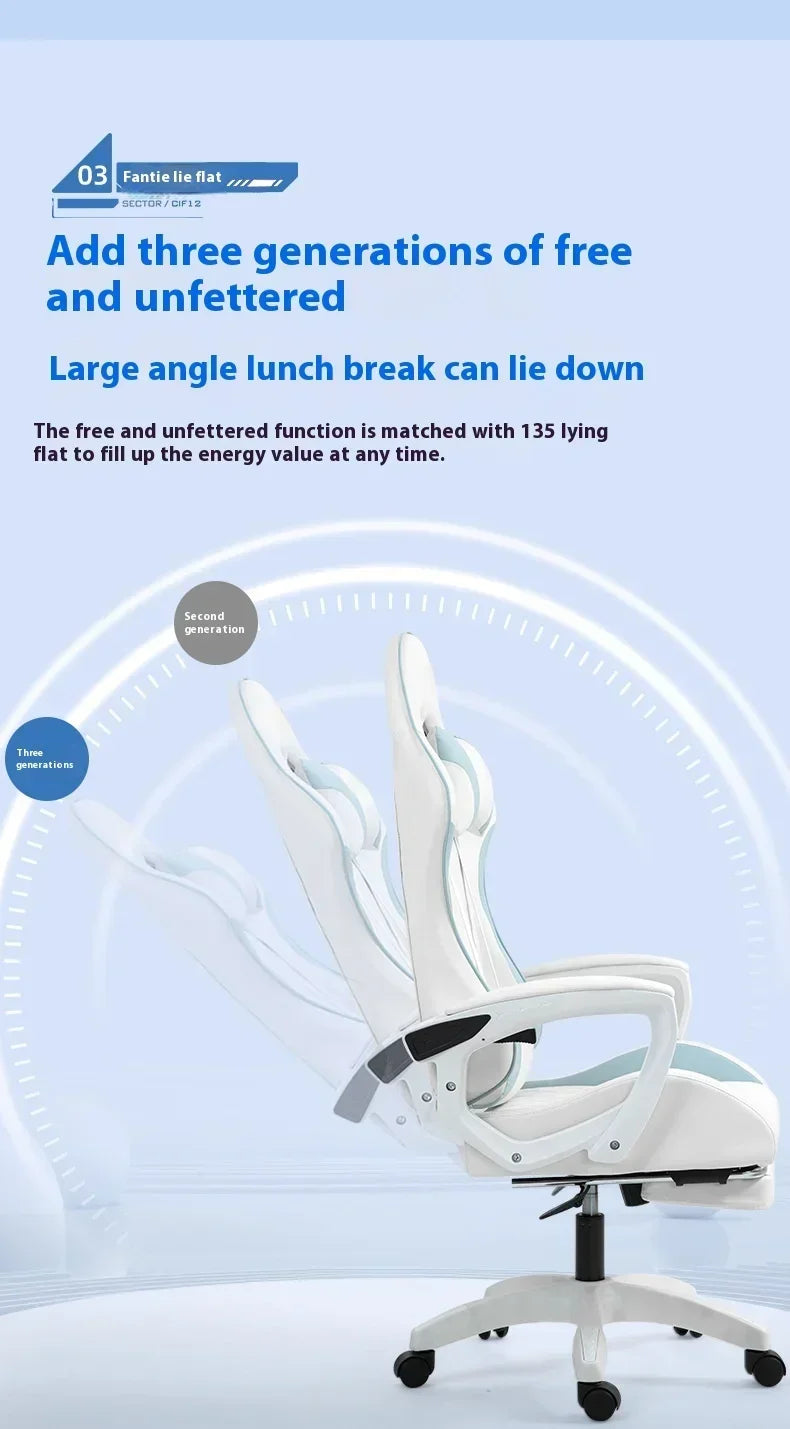 Ergonomic Racing Gaming Chair with Footrest, Reclining PU Leather Gaming Chair for Home Office, Computer Desk & Living Room