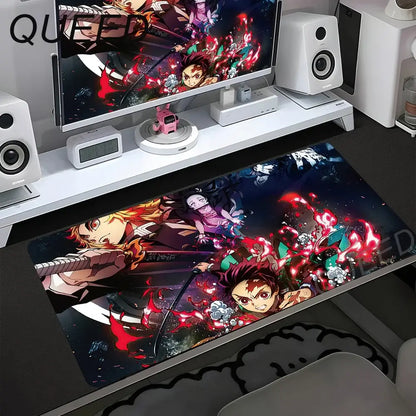 Computer Table Mat Keyboard Desk Pads Anime Mouse Pad Kawaii Girl Mousepad 900x400mm Rubber Non-slip Mouse Mats Demon Slayers XL