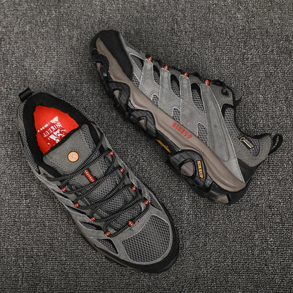 HIKEUP Hiking Shoes for Men, Designer Climbing Trekking Sneakers, Leather Outdoor Sports Work Shoes, Running Shoes