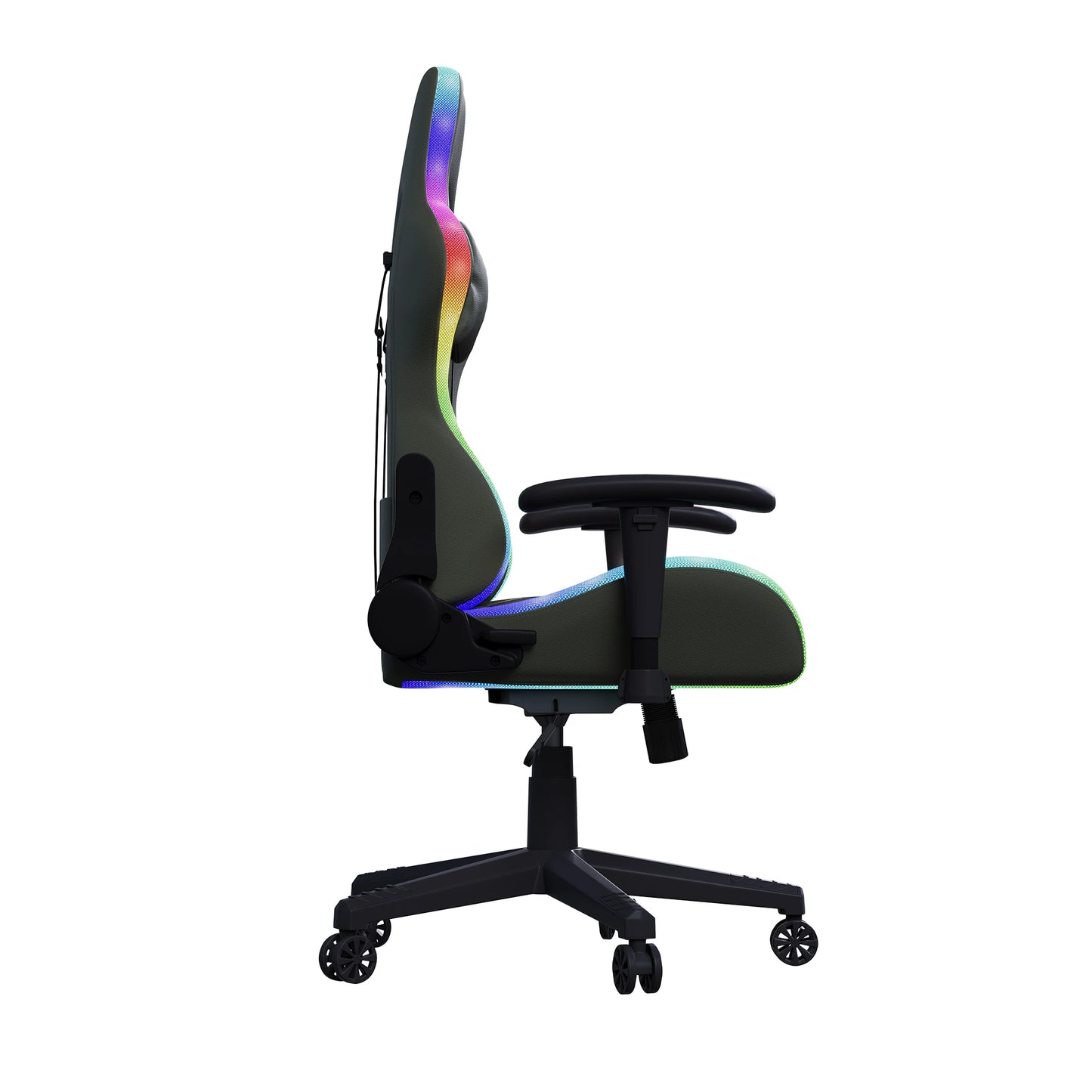 Ergonomic Office Chair with Lumbar Massage, RGB LED Lighting, Reclining Backrest, Adjustable Armrests Gaming Desk Chair for Home Office