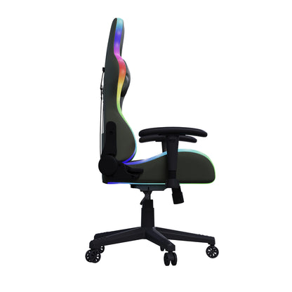 Ergonomic Office Chair with Lumbar Massage, RGB LED Lighting, Reclining Backrest, Adjustable Armrests Gaming Desk Chair for Home Office
