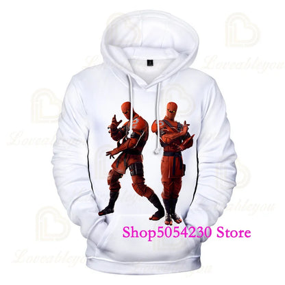 Sweatshirts com Capuz Fortnite Temporada 2 para Rapazes e Crianças, Casuais em Poliéster, com Estampado Cartoon de Heróis de Jogo de Batalha, Pullovers de Outono para Raparigas