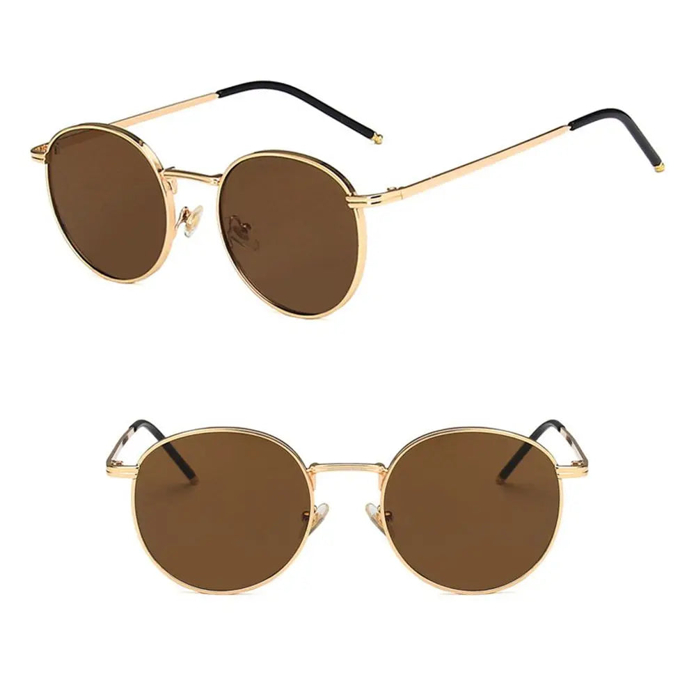Fashion Women Men Sunglases Round Sun Glasses Women's Metal Frame Eyewear Men Fishing Glasses Hip Hop Metal Frame UV400 Shades