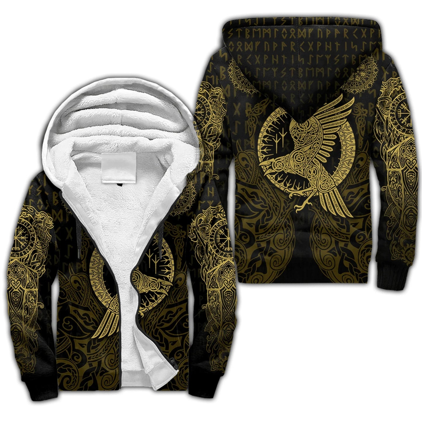 Odin Raven Fenrir Wolf Tattoo 3D Printed Men's Winter Thicker Zip Hoodie Unisex Casual Hooded Tracksuit Warm Fleece Jacket KD18