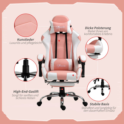Gaming chair, ergonomic office chair with headrest, massage lumbar cushion, swivel foot gaming chair, computer chair