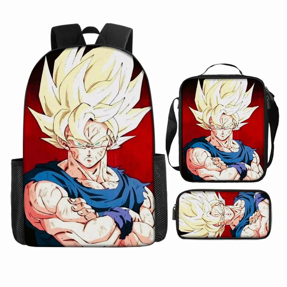 Dragon Ball 3Pcs/Set Backpacks Goku Vegeta Cartoon Print Lunch Bag Pencil Bags Student Casual School Bags Return To School Gift