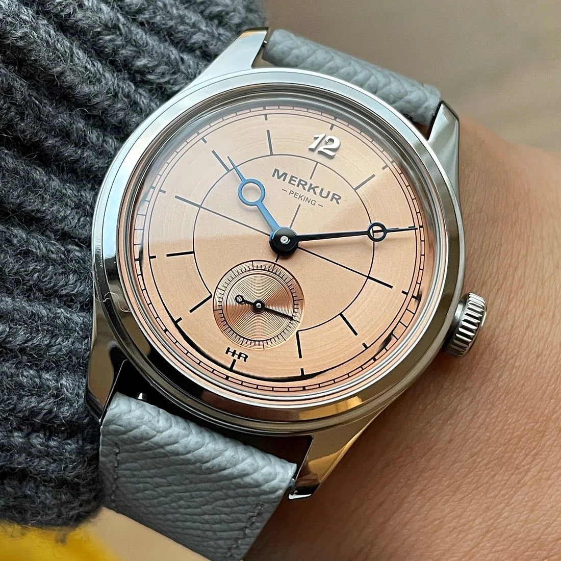 The New MERKUR Cross Line Sector Dial Green Retro Casual Watch for Men Business Series Manual Chorded Watch Relogio Metal