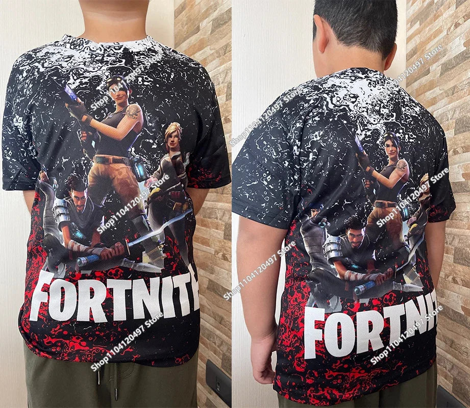 Japanese Anime Fortnite Summer T-shirt for Men and Women Battle Royale Short-Sleeved Casual Comfortable Loose Harajuku Streetwear