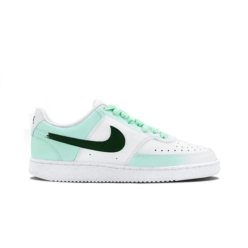Individualizuoti sportiniai bateliai „Nike Court Vision 1“ „Mint Gorgeous“ „Huiya“ – rankų darbo, „High Street Campus“ stiliaus, neslystantys vyriški sportiniai bateliai