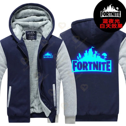 New Arrival Fortnite Men Cool Sweatshirt Battle Game Coat Winter Thick Fleece Warm Zipper Harajuku Hoodie Streetwear
