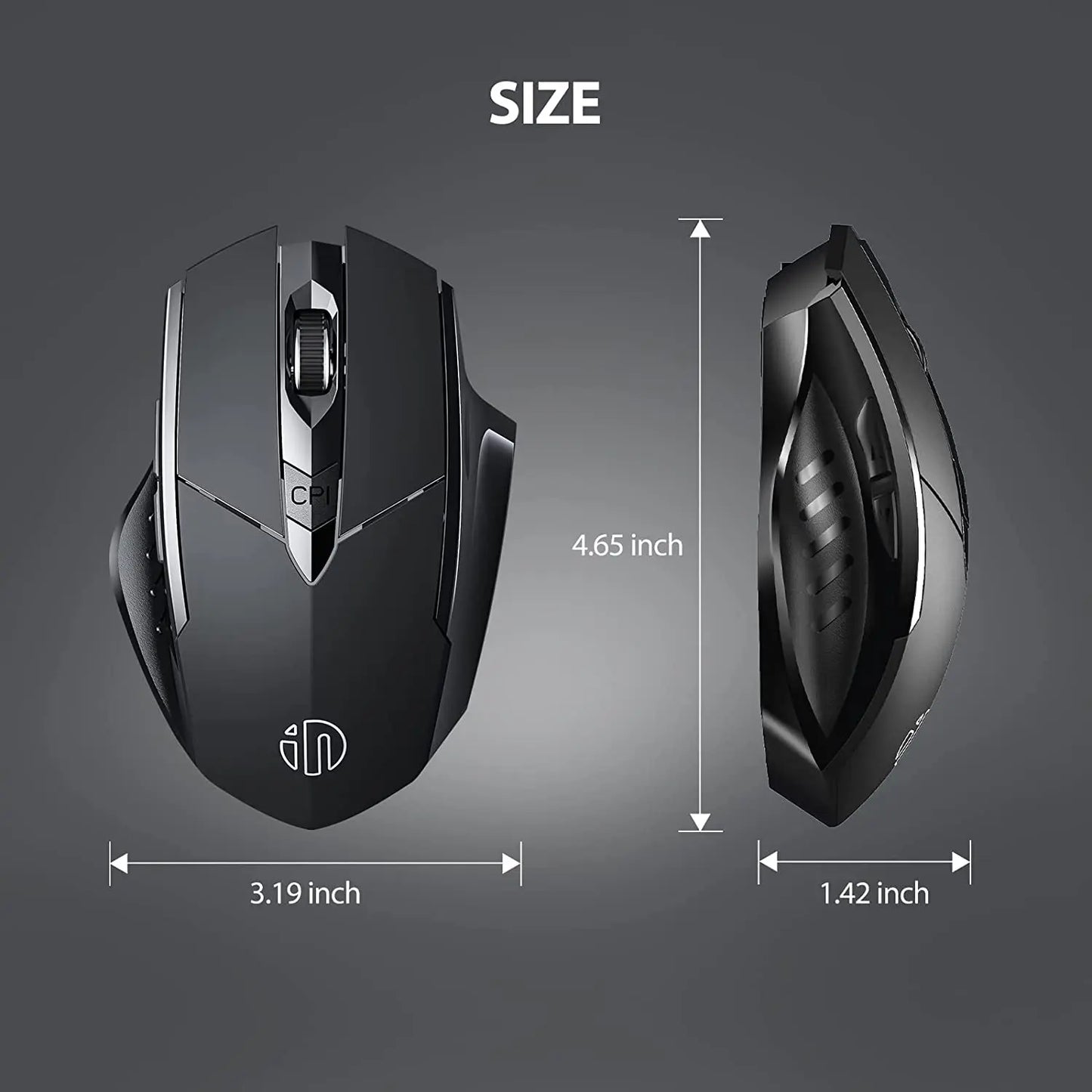 INPHIC A1 BluetoOth Mouse Rechargeable 2.4G Tri-mode Optical Mute Wireless Mouse 1600 DPI for Mac Laptop PC Tablet Mobile Phone