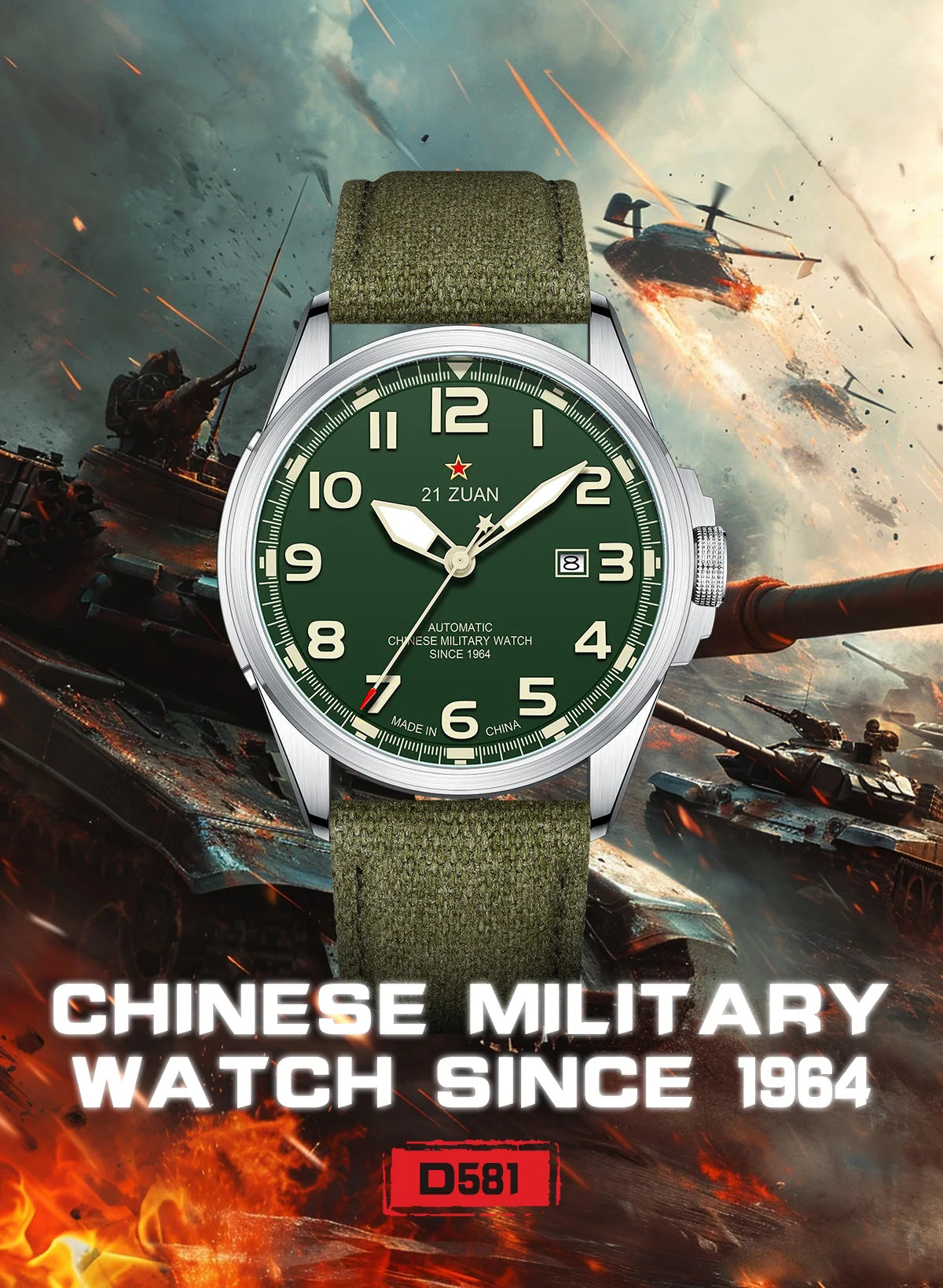 Seagull D581 Men's Automatic Mechanical Watch Military Retro Fashion Clock  Luminous Waterproof Sport Wristwatch Mens Gift