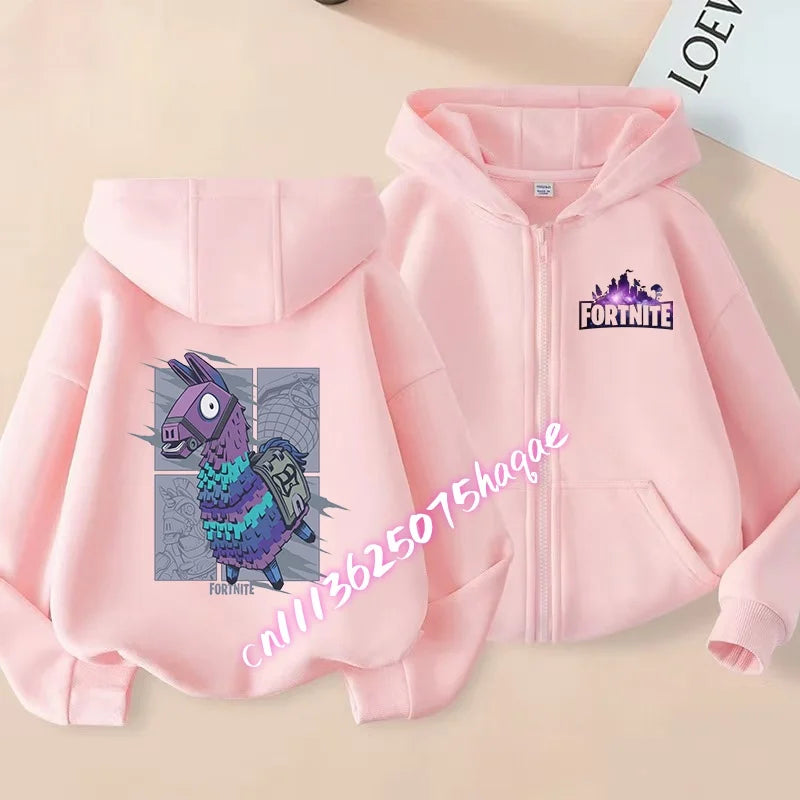 Autumn New Fortnites Children Hoodies Coat Cartoon Game Character Printed Zip Up Hoodie Child Jacket Winter Kids Boys Clothes