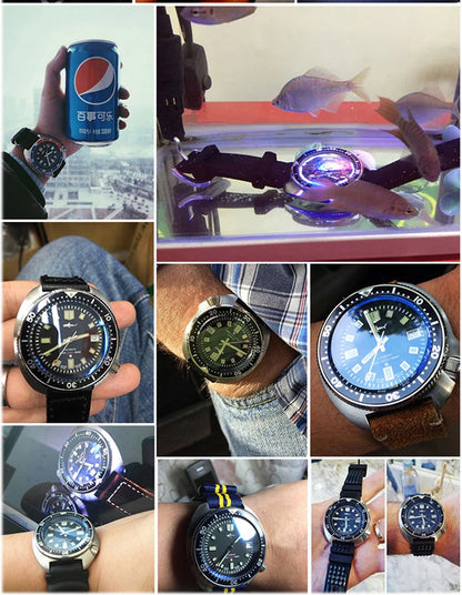 HEIMDALLR Turtle Mechanical Watch Men Captain Willard Watch Sapphire Crystal C3 Luminous NH35 Automatic Steel 200M Dive Watches