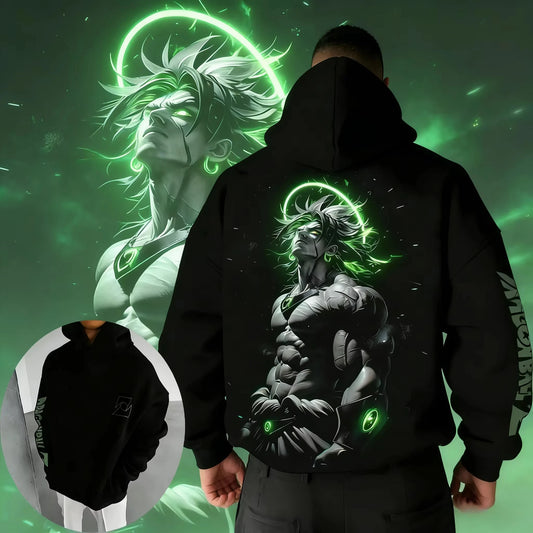 Neuer Dragon Ball Z Broly Neon-Halo-Art-Print-Hoodie-Sweatshirt für Herren und Damen, Herren-Oberteil, Sport-Hoodie, Y2K-Hoodie