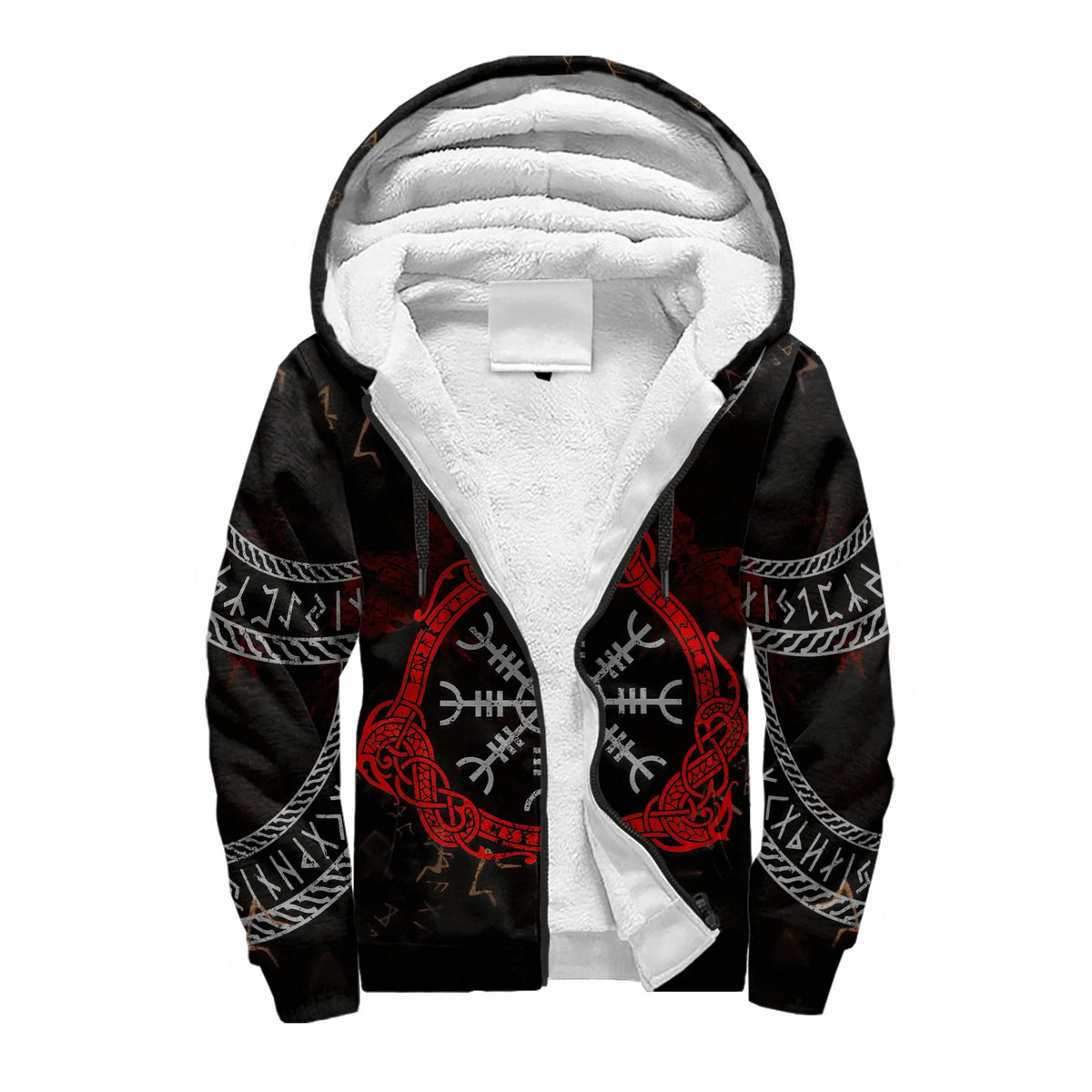 Mjolnir Odino Corvo Lupo Tatuaggio Felpa con cappuccio da uomo invernale più spessa con zip, stampata in 3D, unisex, casual, tuta con cappuccio, giacca in pile calda KD16