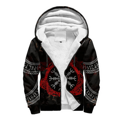 Mjolnir Odino Corvo Lupo Tatuaggio Felpa con cappuccio da uomo invernale più spessa con zip, stampata in 3D, unisex, casual, tuta con cappuccio, giacca in pile calda KD16