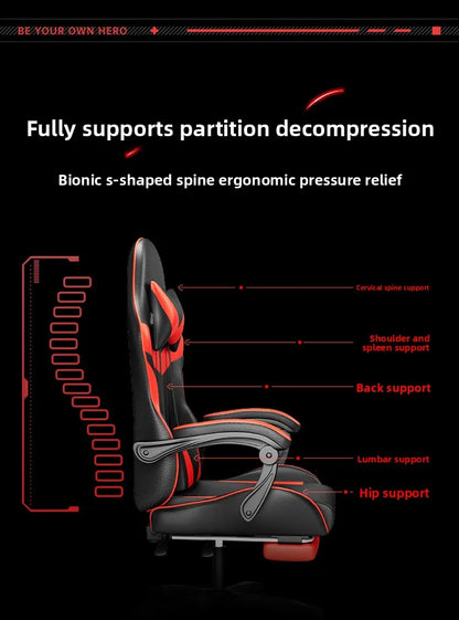 Sedia da gaming ergonomica per computer e scrivania, poltrona reclinabile per home office con supporto lombare per sessioni prolungate, sedia da gioco