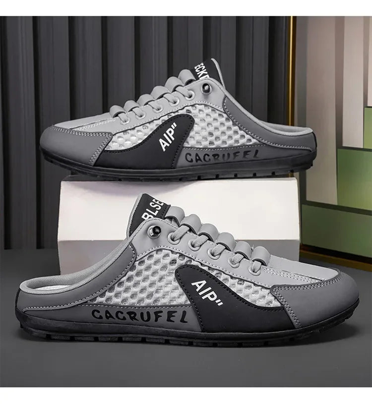 Men's Slip-On Lace-Up Casual Sports Shoes Breathable Mesh Unisex Spring Autumn Season Low Cut Flat Footwear Quick Easy Wear