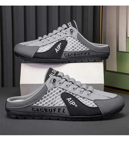 Men's Slip-On Lace-Up Casual Sports Shoes Breathable Mesh Unisex Spring Autumn Season Low Cut Flat Footwear Quick Easy Wear