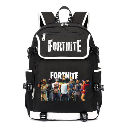 Fortnites раница с голям капацитет, ежедневна чанта за рамо с USB порт, унисекс аниме ученическа раница, нов стилен подарък за канцеларски принадлежности