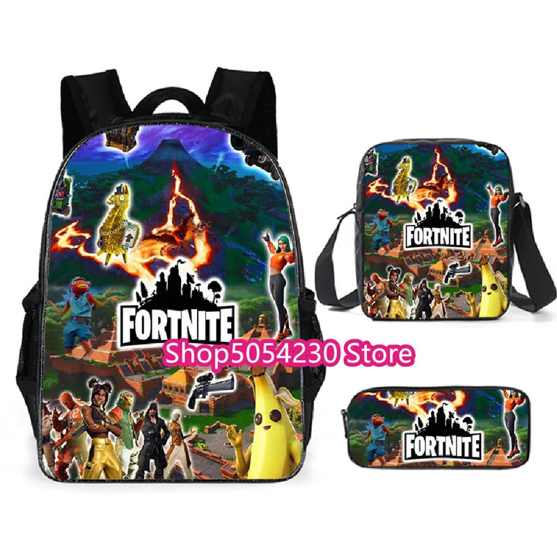 Fortnite 3PCS Backpack for Boys Victory Game 16 Inch Water Resistant Preschool Knapsack Cool Elementary School Backpacks
