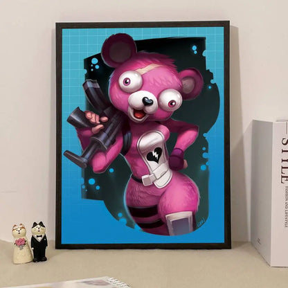 Poster de Jogo F-Fortnite Surpresa — Decoração de Casa, Quadro de Parede para Escritório e Sala de Estar