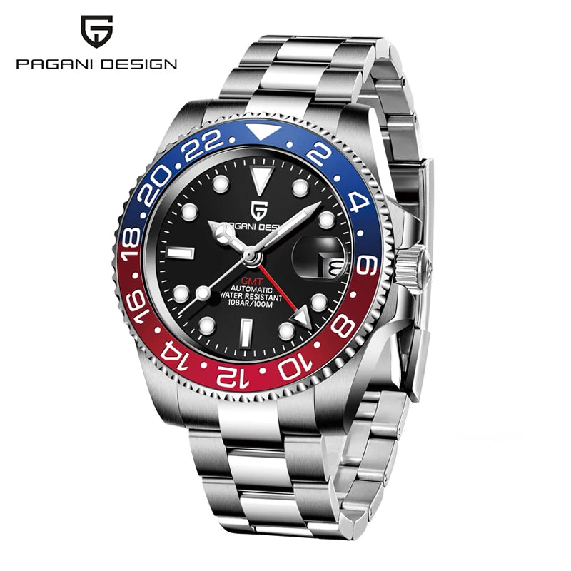 New 1662 PAGANI DESIGN GMT Automatic Watch 40mm Men's Wristwatch Top Brand 100M Waterproof Mechanical Wristwatches for Men Cloc