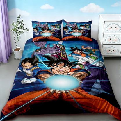 Калъф за пухено одеяло „Dragon Ball“ – комплект спално бельо с аниме мотиви на Гоку – удобно спално бельо за единично, двойно, пълно и „Queen“ размер, подходящо за деца и възрастни момчета, идеален подарък