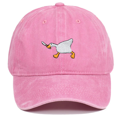 Embroidered baseball cap with goose pattern for men and women, casual and fashionable city style duckbill cap