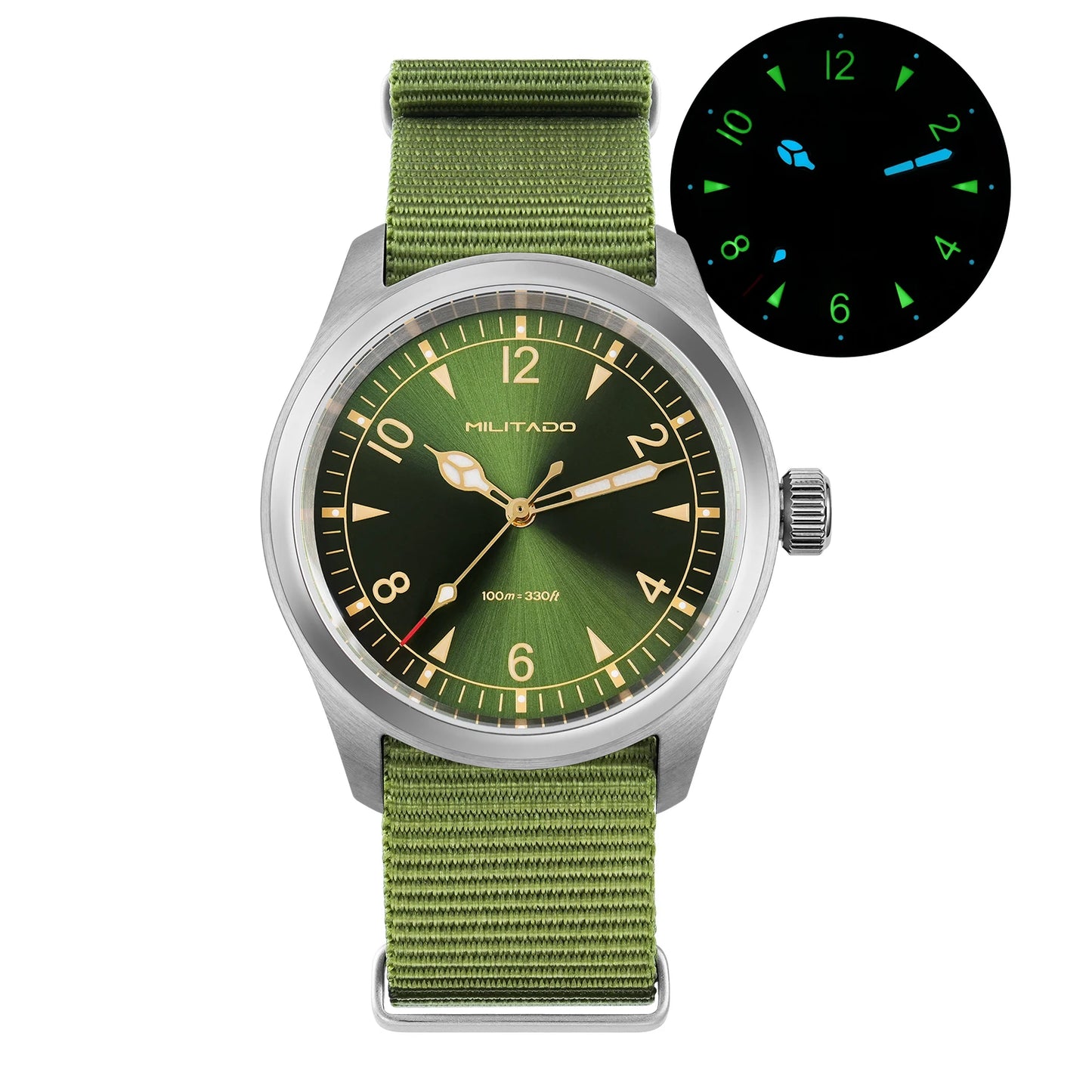 Militado ML08 Vintage Watch VH31 Quartz Movement Domed Sapphire Crystal Wristwatch BGW9 Luminous Vintage 38mm Quartz Watches