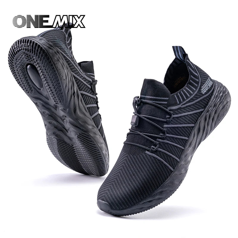 ONEMIX Waterproof Running Shoes for Men Breathable Lightweight Women Training Walking Sneakers Outdoor Trekking Slip-On Sports Shoes