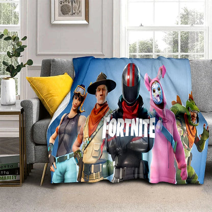 3D F-Fortnites Cartoon Game Flannel Blanket Soft Warm Throw Blanket for Bedroom Living Room Bed Travel Camping Picnic Gift