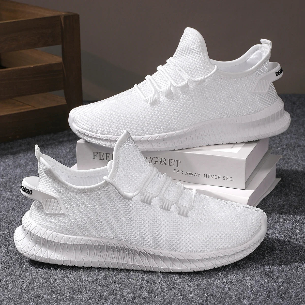 Zapatillas deportivas informales antideslizantes para hombre, transpirables, para correr al aire libre, entrenar, hacer senderismo y practicar deportes; zapatillas con cordones de tejido de punto para actividades al aire libre