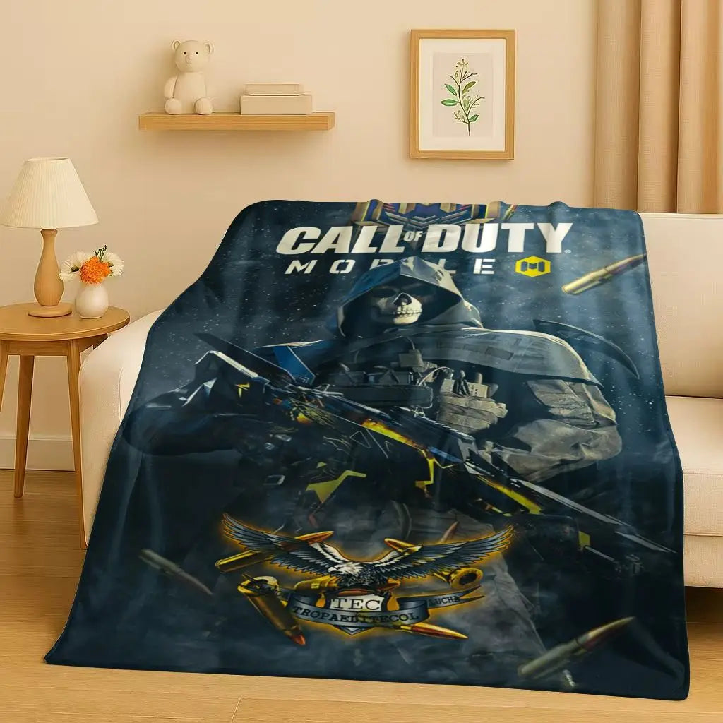 3D Classic Gun Game Call of Duty COD Ghost Simon Flannel Blanket,Ultra Soft Warm Plush Throw for Home Bedroom Bed Sofa Cover Kid