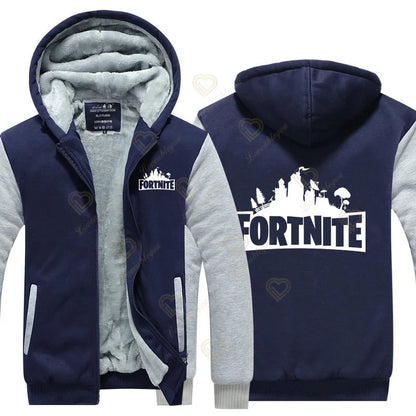 New Arrival Fortnite Men Cool Sweatshirt Battle Game Coat Winter Thick Fleece Warm Zipper Harajuku Hoodie Streetwear